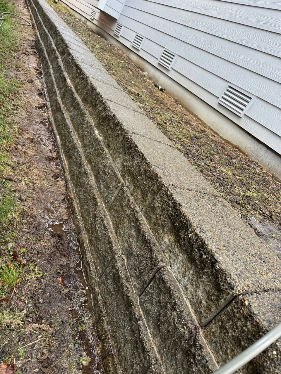 Stone wall soft wash — after