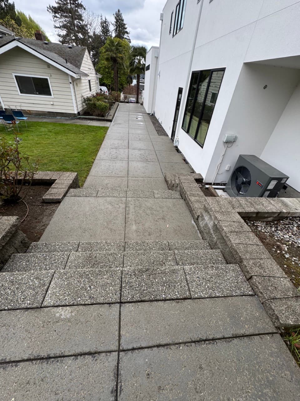Driveway & Concrete — Before - Concrete walkway cleaning in King County WA — after