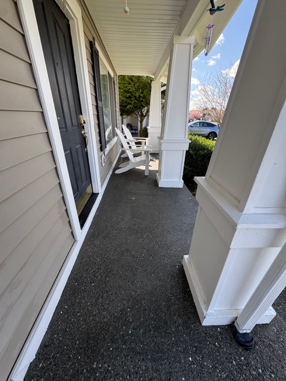 Stone Wall & Pavers — Before - Stone front porch cleaning in King County WA — after